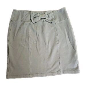 Koan Straight Stretch Skirt Olive Green Bow Womens Size 10